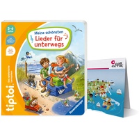 Collectix Ravensburger tiptoi Buch - Meine schönsten Lieder für unterwegs + Kinder Wimmel-Weltkarte | Kinderlieder 4-7 Jahre