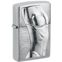 Zippo Sturmfeuerzeug - Women Torso 3D, Brushed Chrome, Emblem Attached - Nachfüllbar - Wiederverwendbar - Windfestes Design - Geschenkbox - Made in USA