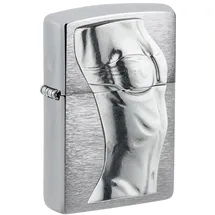 Zippo Sturmfeuerzeug - Women Torso 3D, Brushed Chrome, Emblem Attached - Nachfüllbar - Wiederverwendbar - Windfestes Design - Geschenkbox - Made in USA