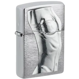 Zippo Sturmfeuerzeug - Women Torso 3D, Brushed Chrome, Emblem Attached - Nachfüllbar - Wiederverwendbar - Windfestes Design - Geschenkbox - Made in USA