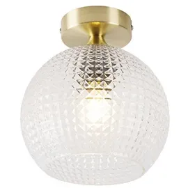 QAZQA Art-Deco-Deckenleuchte Messing mit Klarglas - Sphere