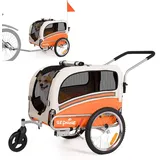 SEPNINE® 2-in-1 Hundeanhänger für Fahrrad, Fahrradanhänger Hunde,Mit Bremsen,Durchsichtige Kunststofffenster schützen vor Regen,Tragen Sie kleine und mittelgroße Haustiere unter 30 kg