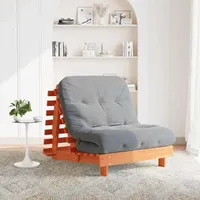 Futon Schlafsofa Mit Matratze Braun 80x206x11 Massivholz Kiefer