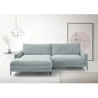 Ecksofa INOSIGN "Downtown, B/T/H: 272/190/84 cm L-Form" Sofas Gr. B/H/T: 272cm x 84cm x 190cm, Cord, Recamiere links, blau (hellblau) weicher Sitzkomfort auch in Cord und Bouclé, incl. Zierkissen