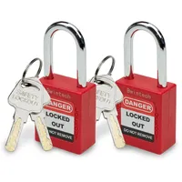 Bwintech 2 Stück 38MM gleichschließende rote Sicherheitsvorhängeschlösser Lockout Tagout Lock für Lock Out Tag Out Stationen und Geräte