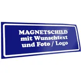 Kiwistar Magnetschild personalisiert - mit Wunschtext Foto und Logo bedruckt - Fahrzeugmagnet für Auto KFZ LKW Transporter Wohnmobil (blau, 30x10 cm)