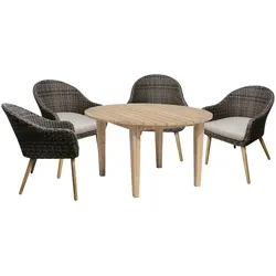 Garten-Essgruppe GARDEN PLEASURE "PUEBLO/ARVADA", braun (anisbraun, braun, taupe, braun, braun), B:210cm H:84cm T:110cm, Polyrattan, FSC-zertifiziertes Massivholz, Aluminium, Sitzmöbel-Sets, mit bequemer Polsterung