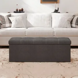 Songmics Sitzbank mit Stauraum 110 cm x 38 cm x 38 cm Grau