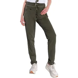 vestino Damen Jogg-Pant mit Vintage-Färbung Stoff-Hose mit Zipp-Taschen 901579 Grün - 38