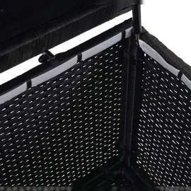 Mendler Poly-Rattan Kissenbox HWC-D88, Gartentruhe Auflagenbox Truhe ~ Premium schwarz, 63x135x52cm 320l