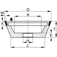 TYROLIT Diamant-Topf-Schleifscheibe DxTxH (mm), 100x35x20, Typ: D64, 597540 D64