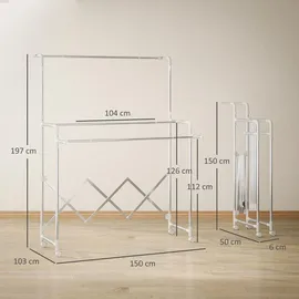 Homcom Wäscheständer 1,50 m Silber