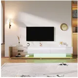 stilvora Lowboard 170x38x36 cm Weiß/Glas