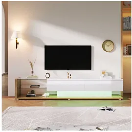 stilvora Lowboard 170x38x36 cm Weiß/Glas