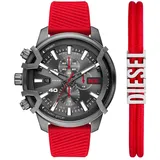 Diesel Herren Analog Quarz Uhr mit Silikon Armband DZ4673SET