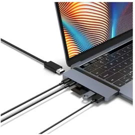 Hyper HyperDrive Duo 7-in-2 Dock für MacBook Pro/Air – Space Gray, HD28C-SILVER, grau