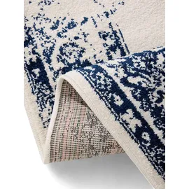 benuta Basic Teppich Sia - Creme/blau 300x400 cm - Kunstfaser - Rechteckig & im Style: Vintage, Boho-style, Retro - Pflegeleicht für Wohnzimmer Schlafzimmer