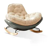 TINGMIAN Schaukelstuhl mit Breitem Sitz Gleitstuhl mit Gepolsterter Rückenlehne Und Armlehnen, Schaukelsessel mit Beinen Aus Massivholz Und Hoher Rückenlehne,for Wohnzimmer, Hotel, Schlafzimmer(Grey)