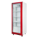 Romux® Glastürkühlschrank MD 600 Liter 1 Tür Rot mit Belüftet | Professioneller Getränkekühlschrank mit Glastür & LED