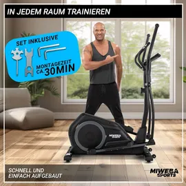 MIWEBA Crosstrainer MC500, großes LCD-Display, Pulsmessung, Fitnessgerät, Cross Trainer, Ausdauer Training, Stepper Heimtrainer Ellipsentrainer Ergom... | Schwarz