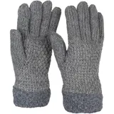 Stylebreaker Strickhandschuhe mit Perlmuster und Fleece Grau Einheitsgröße