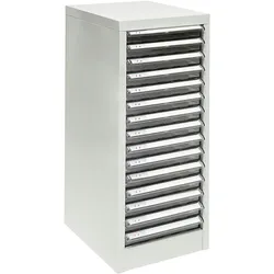 PROREGAL Schubladencontainer Kobra mit 15 Schubladen | HxBxT 74x28x34cm | Lichtgrau