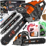 Benzin Kettensäge Motorsäge 5,7PS Motorkettensäge 58ccm 2xKetten 2xSchwerte SET