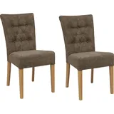 Polsterstuhl HOME AFFAIRE "Queen", braun (braun, natur), B:46cm H:93cm T:64cm, Polyester, Stühle, Polsterstuhl, Esszimmerstuhl mit Knopfheftung, 2er, 4er oder 6er-Set