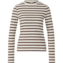 s.Oliver Geripptes Langarmshirt Braun/Creme XXL