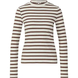 s.Oliver Geripptes Langarmshirt Braun/Creme XXL