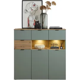 Innostyle Highboard INA 125 x 125 x 45 cm Schilfgrün/Eiche