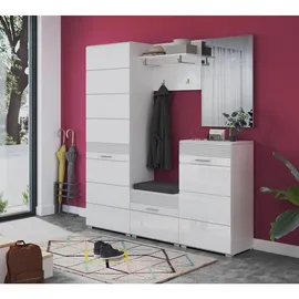 inn.furn Flurkommode, weiß Hochglanz 55 cm, Garderobe, Schuhaufbewahrung, Schuhschränke