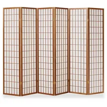 Homestyle4u 227, Paravent Raumteiler Innen 6 teilig Trennwand Shoji Faltbar Braun - 6 teilig 264 cm x 175 cm - braun