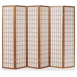 Homestyle4u 227, Paravent Raumteiler Innen 6 teilig Trennwand Shoji Faltbar Braun - 6 teilig 264 cm x 175 cm - braun