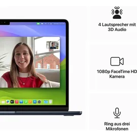 Apple MacBook Air M3 2024 13,6" 16 GB RAM 512 GB SSD 10-Core GPU Mitternacht