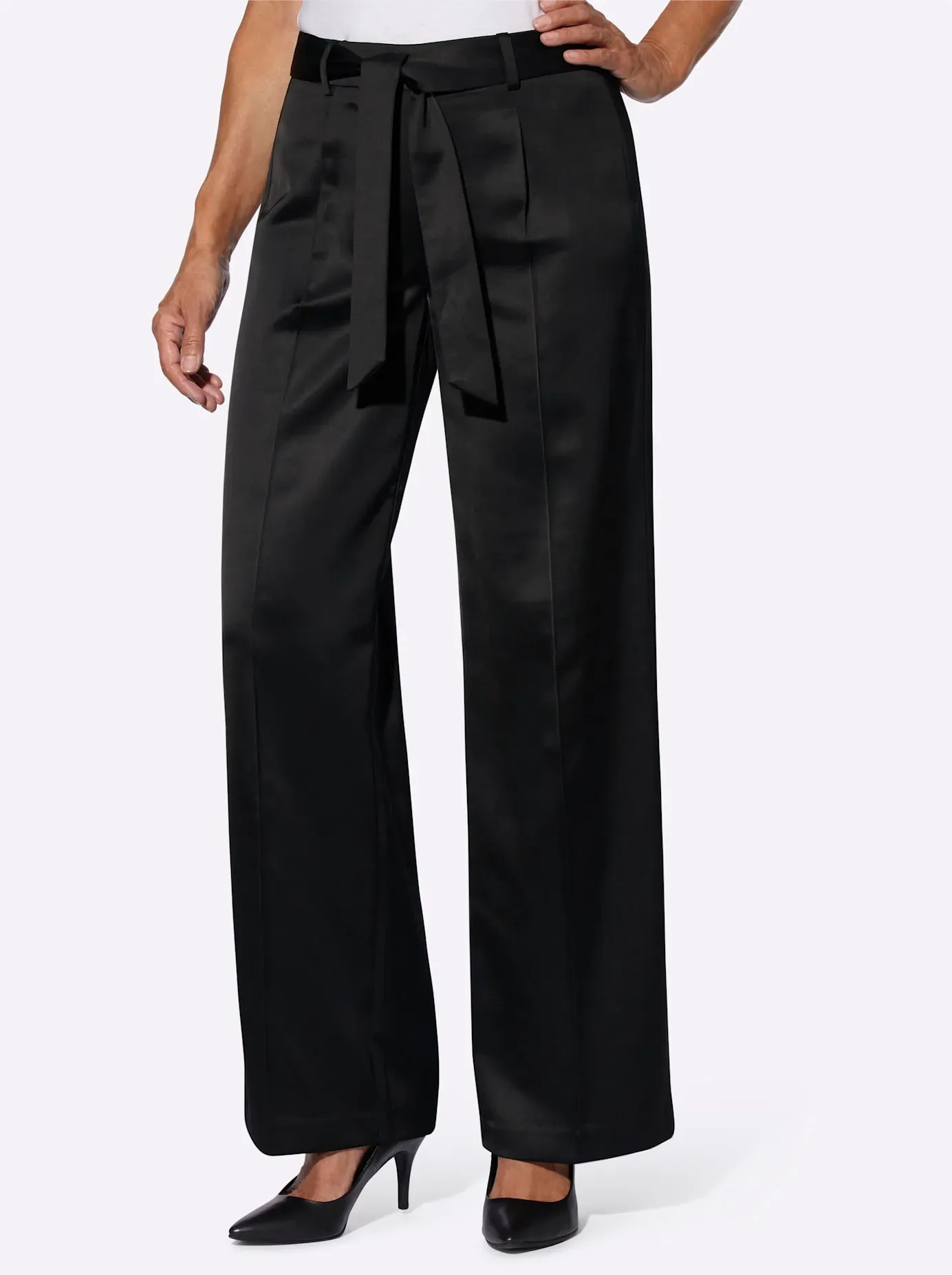 Bügelfaltenhose LADY, Damen, Gr. 24, Kurzgrößen, schwarz, 64% Viskose, 36% Polyester, unifarben, lang, Hosen