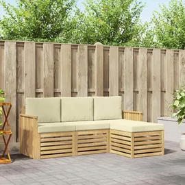 vidaXL Outdoor-Sofagarnitur 4-tlg. Weiß/Creme