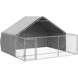 vidaXL Outdoor-Hundezwinger mit Auslauf 3 x 3 x 1,9 m Stahl Silber