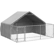 vidaXL Outdoor-Hundezwinger mit Auslauf 3 x 3 x 1,9 m Stahl Silber