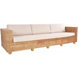 XXL Rattansofa Wohnzimmer Rattan Indoor Rattanmöbel Viersitzer 270cm (Natur)