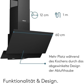 Wiggo A642 Dunstabzugshaube 60cm kopffrei I Abluft Umluft Dunstabzug 626m3/h - Touch-Display 4 Stufen I Energieeffizienzklasse A Schräghaube inkl... - schwarz