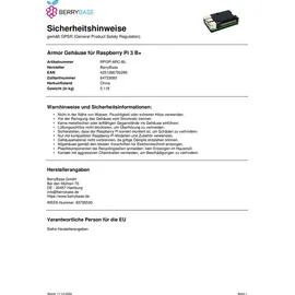 BerryBase Armor Gehäuse für Raspberry Pi 3 B+