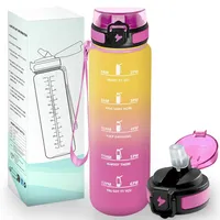HoneyHolly Trinkflasche 1L, BPA-Frei, Trinkflasche Kohlensäure Geeignet, Wasserflasche Auslaufsicher, Sportflasche mit Strohhalm, Wasserflasche Sport für Fahrrad, Fitness, Laufen, Wandern