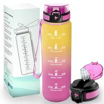 HoneyHolly Trinkflasche 1L, BPA-Frei, Trinkflasche Kohlensäure Geeignet, Wasserflasche Auslaufsicher, Sportflasche mit Strohhalm, Wasserflasche Sport für Fahrrad, Fitness, Laufen, Wandern