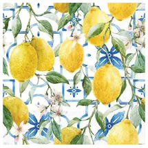 Ambiente Home Ambiente Serviette Mediterrane Zitronen 20 Stück Bedruckung Einseitig Sommer Papiermotiv für Serviettentechnik oder Decoupage Techniken