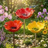 3 StückBlumen Gartenstecker VogelträNke, Bienentränke für Rasen,Beete Vögel