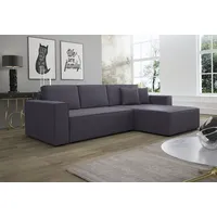 Fun Möbel Ecksofa Schlafsofa Sofa CONOR PREMIUM Kunstleder Soft Grau Ottomane Rechts - Grau