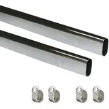 Emuca Korpusschienen, Chrom, Metall, 75 cm, Schlafzimmer, Kleiderschränke, Schrankzubehör, Kleiderstange