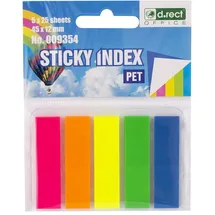 D.RECT D:RECT Haftmarker 800084, transparent, Folie, beschriftbar, 5 x 25 Streifen,