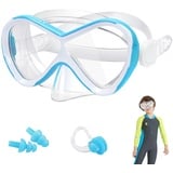 HIKOTEY Taucherbrille Kinder, Kid Taucherbrille Tauchmaske mit Ohrstöpsel und Nasenklammern Mitgeliefert, Verstellbares Silikonband, Anti-Leck Schnorchelmaske für Kinder, Jungen, Mädchen (4-12 Jahre)